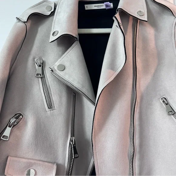 Mango suede beige jacket with pockets and zipper - Picture 6 of 6